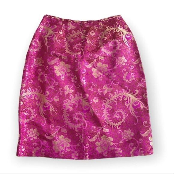 Helen wang skirt fuchsia and gold brocade pencil skirt - Picture 2 of 8